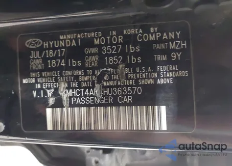 2017 Hyundai Accent Se from USA, damaged, VIN KMHCT4AE4HU363570